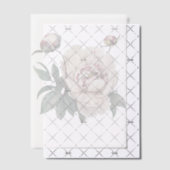 White Vintage  Peony Green Leaves Overlay Pergament Einladungen (Versetzt (Einladung))