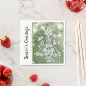 White Vintage Weihnachtsbaum-Ornament-Vorlage Serviette (Beispiel)