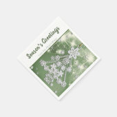 White Vintage Weihnachtsbaum-Ornament-Vorlage Serviette (Ecke)