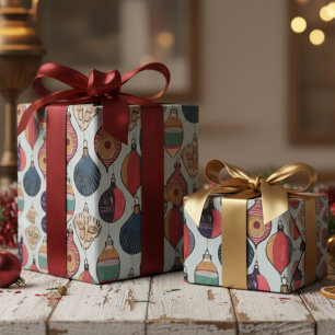 White Vintage Weihnachtsschmuck Muster Geschenkpapier