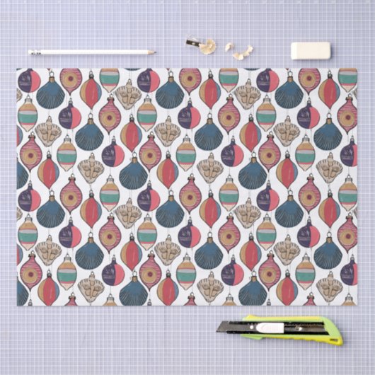 White Vintage Weihnachtsschmuck Muster Seidenpapier (Handwerk)