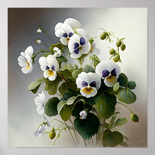 White Violas Blume Art Print Poster (Vorne)