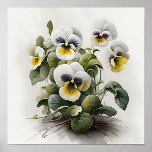 White Violas Blume Art Print Poster