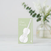 White Violin & Bow Eleganter Green String Player Visitenkarte (Stehend Vorderseite)