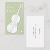 White Violin & Bow Eleganter Green String Player Visitenkarte (Vorne/Hinten)