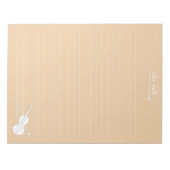 White Violin & Bow Personalisiert Music Class Beig Notizblock (Vorderseite)