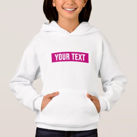 White Viva Magenta Anpassen von Text-Girls Hoodie (Vorderseite)