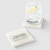 WHITE VOLLEYBALL PERSONALISIERT STONE UNTERSETZER (Seitenansicht)