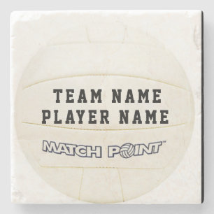 WHITE VOLLEYBALL PERSONALISIERT STONE UNTERSETZER