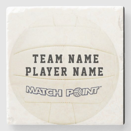 WHITE VOLLEYBALL PERSONALISIERT STONE UNTERSETZER (Vorderseite)