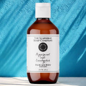 White w curly text logo cosmetics bottle label