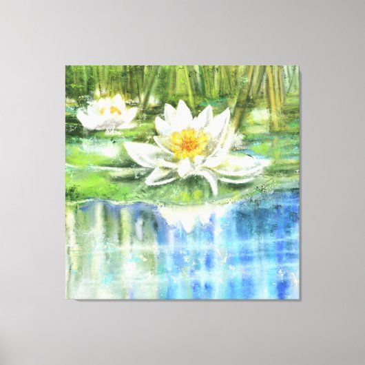White Water Lily Nymphaea alba - Original Malerei Leinwanddruck (Vorderseite)