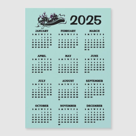 White Water Rafting 2025 Kalender Magnetkarte (Vorderseite)