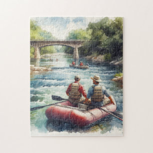 White-Water-Rafting-Aquarell-Fluss-Puzzle Puzzle
