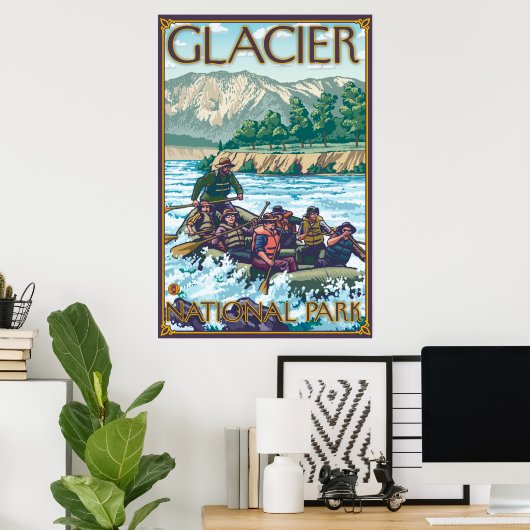 White Water Rafting - Glacier National Park, MT Poster (Heimbüro)