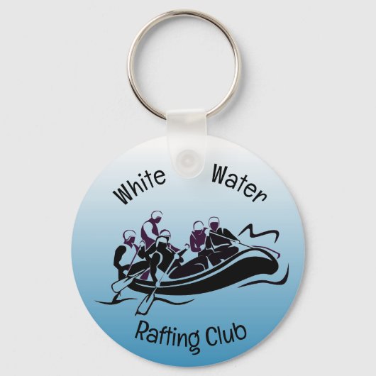White Water River Rafting Design Button Keychain Schlüsselanhänger (Vorderseite)