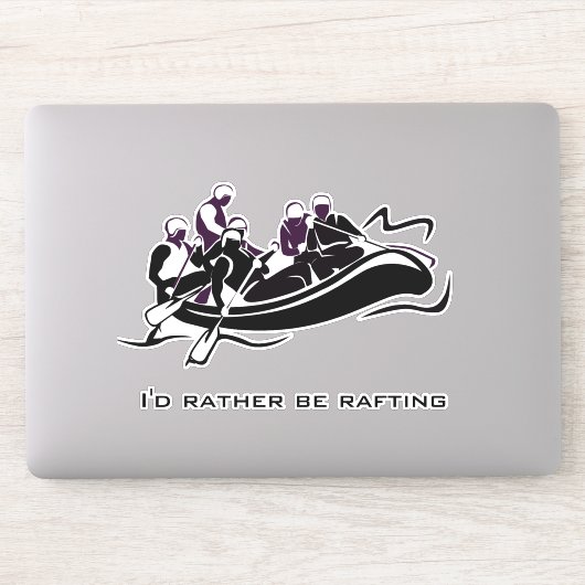 White Water River Rafting Design Contour Sticker (Computer)