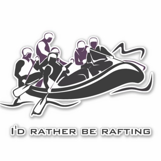 White Water River Rafting Design Contour Sticker (Vorderseite)