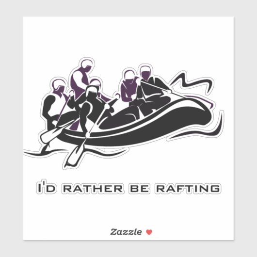 White Water River Rafting Design Contour Sticker (Blatt)
