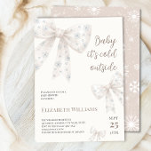 White Watercolor Bow Babydusche Einladung