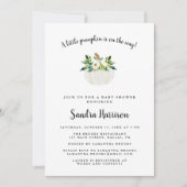 White Watercolor Floral Pumpkin Baby Dusche Einladung (Vorderseite)