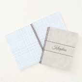 White Watercolor Grau Monogram Name Notebook Notizblock (Innenseite)