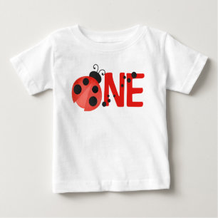 White Watercolor Ladybug ONE 1. Geburtstag T - Shi Baby T-shirt