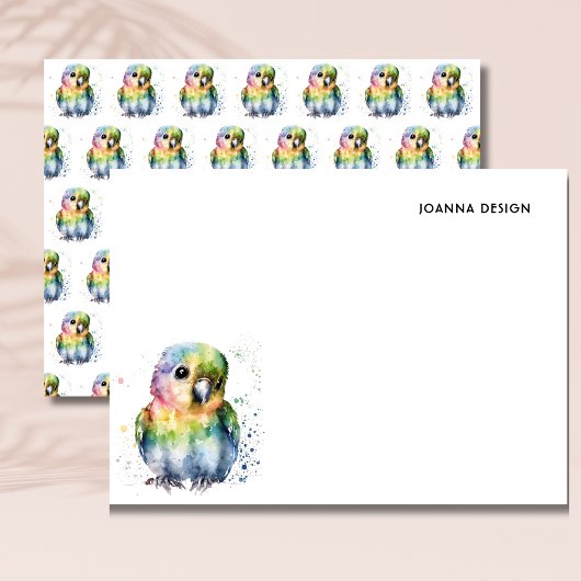 White Watercolor Parrot Stationery Note Card Einladung
