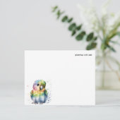 White Watercolor Parrot Stationery Note Card Einladung (Stehend Vorderseite)