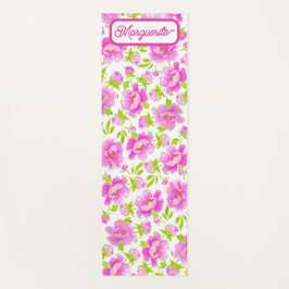 White Watercolor Peonies Floral Personalized Yogamatte