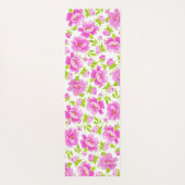 White Watercolor Peonies Floral Personalized Yogamatte (Rückseite)