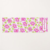 White Watercolor Peonies Floral Personalized Yogamatte (Vorderseite (Horizontal))