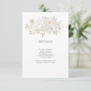 White Watercolor Peonies Wedding Details Begleitkarte