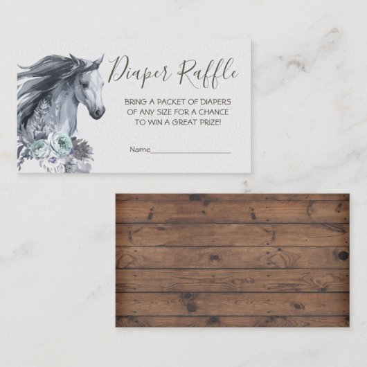 White Watercolor Pferd Windeln Raffel Business Car Visitenkarte (Vorne/Hinten)