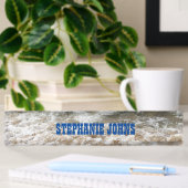 White Waves Monogram Blue Individuelle Name Namensplakette