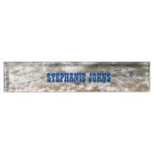 White Waves Monogram Blue Individuelle Name Namensplakette (Vorderseite)