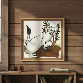 White Weasel Wildlife Poster