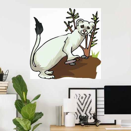 White Weasel Wildlife Poster (Heimbüro)