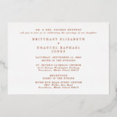 White Wedding 2 Venues Rose Gold Foil Einladung (Vorderseite)