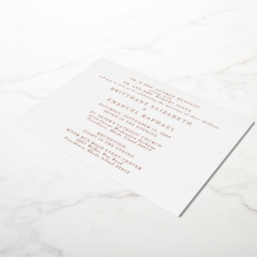 White Wedding 2 Venues Rose Gold Foil II Folieneinladung (Gedreht)