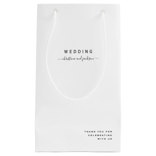 White Wedding Black Text nur vielen Dank Kleine Geschenktüte (Vorderseite)