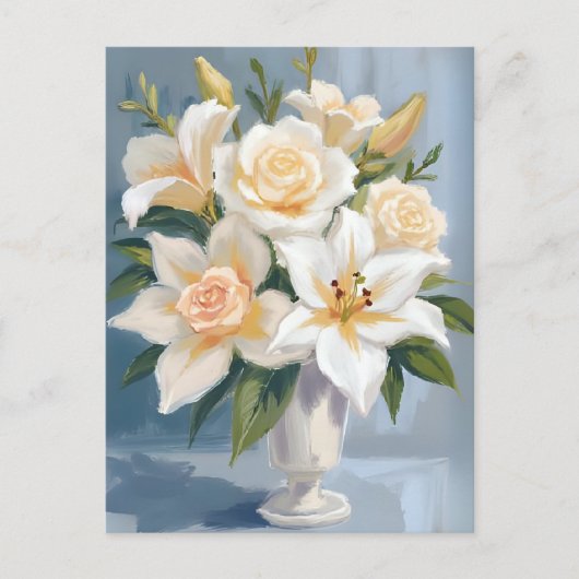White Wedding Bouquet Floral Wasserfarbe Postkarte (Vorderseite)
