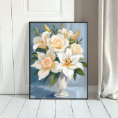 White Wedding Bouquet Floral Watercolor Poster