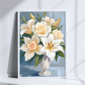 White Wedding Bouquet Floral Watercolor Poster