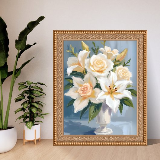 White Wedding Bouquet Floral Watercolor Poster