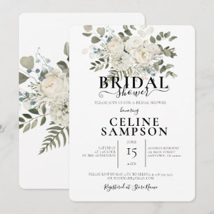 White Wedding Bouquet Illustration Brautparty Einladung