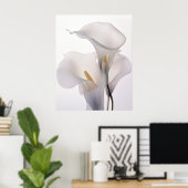 White Wedding Calla Lily White Background Poster (Heimbüro)