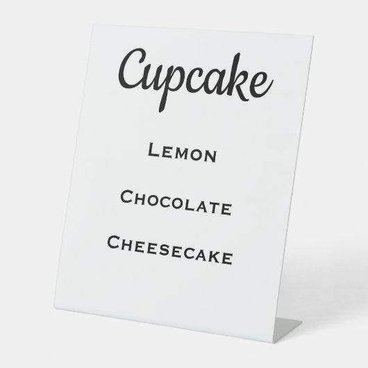 White Wedding Cupcake Menü Pedestal Schild (Vorderseite)