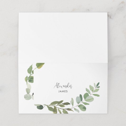 White Wedding Custom Platzkarte (Außenseite Aufgefaltet)