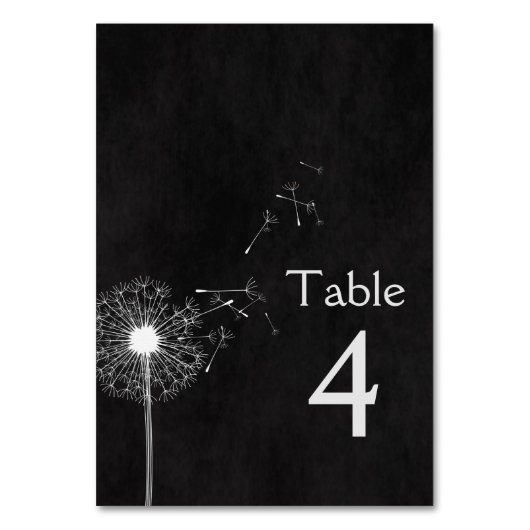 White Wedding Dandelion Tischnummer (Vorderseite)
